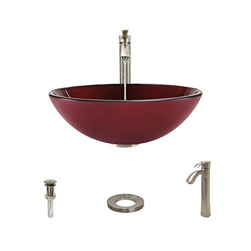 641 Brushed Nickel Bathroom 726 Vessel Faucet Ensemble (Bundle - 4 Items: Vessel Sink, Vessel Faucet, Pop-Up Drain, and Sink Ring)