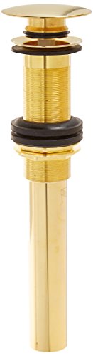 Jaclo 832-PB C.O. Style Round Top Extra Long Thread Finger Touch Drain without Overflow Holes, Polished Brass