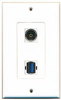 RiteAV - 1 Port Toslink 1 Port USB 3 A-A Decorative Wall Plate - Bracket Included