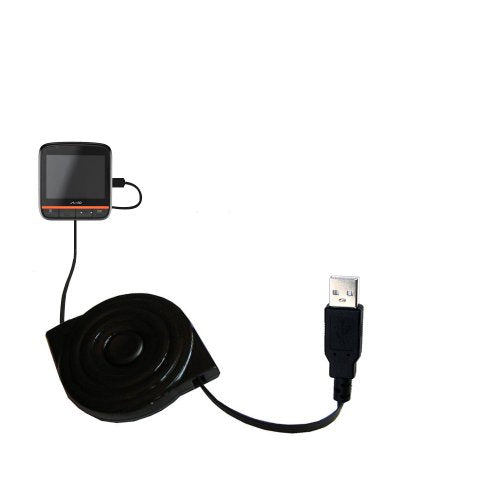 Compact and Retractable USB Power Port Ready Charge Cable Designed for The Mio MiVue 358/388 and uses TipExchange