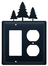 Load image into Gallery viewer, Village Wrought Iron EGO-20 8 Inch Pine Trees - Single GFI and Outlet, Black
