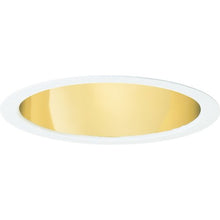 Load image into Gallery viewer, Juno Lighting 447G-WH 4-Inch Adjustable Cone Recessed Trim, Gold Alzak with White Trim
