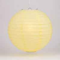PaperLanternStore.com 8 Inch Light Yellow Even Ribbing Round Paper Lantern (10 Pack)