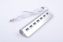 Load image into Gallery viewer, KNACRO 7-Port USB2.0 HUB 1 To 7 Silver Aluminum Alloy Supports Windows XP/Vista/7/8/10 &amp; MAC With USB Support(7-Port USB 2.0)
