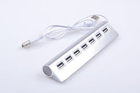 KNACRO 7-Port USB2.0 HUB 1 To 7 Silver Aluminum Alloy Supports Windows XP/Vista/7/8/10 & MAC With USB Support(7-Port USB 2.0)
