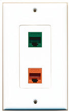 Load image into Gallery viewer, RiteAV - 1 Port Cat6 Ethernet Orange 1 Port Cat6 Ethernet Green Decorative Wall Plate - Bracket Included
