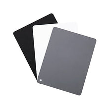 Load image into Gallery viewer, JJC 4&quot; x 5.2&quot; PVC White Balance Card Set for Achieving Perfect Color Balance in Your Photos - Including an 18% Neutral Grey Card, a White Card and a Black Card
