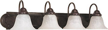 Load image into Gallery viewer, Ballerina 4 Light Vanity Light Bulb: 100 Watt, Shade Color: Alabaster, Finish: Old Bronze
