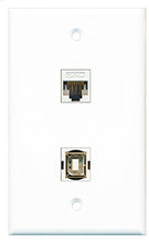 Load image into Gallery viewer, RiteAV - 1 Port Cat5e Ethernet White 1 Port USB B-B Wall Plate - Bracket Included
