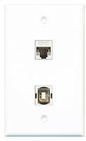 RiteAV - 1 Port Cat5e Ethernet White 1 Port USB B-B Wall Plate - Bracket Included
