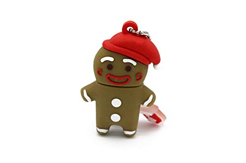 2.0 Gingerbread Man Christmas Hat 16GB USB External Hard Drive Flash Thumb Drive Storage Device Cute Novelty Memory Stick U Disk Cartoon