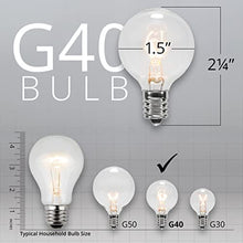 Load image into Gallery viewer, Outside Patio Lights  Backyard Patio Lights Globe Patio Lights  Wedding Lights Decorations; Glass Patio Lights  Patio Lights (25 Lights, 25 Ft, E12 Base, Opaque White G40 Bulbs, White Wire)
