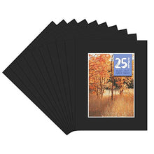 Load image into Gallery viewer, Golden State Art Pack of 25, Acid-Free Black Pre-Cut 8x10 Picture Mat for 5x7 Photo with White Core Bevel Cut Frame Mattes
