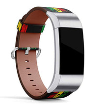 Load image into Gallery viewer, Replacement Leather Strap Printing Wristbands Compatible with Fitbit Charge 3 / Charge 3 SE - Calicompatible with Fitbitnia Palm Tree on Rasta Background Just Relax
