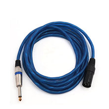 Load image into Gallery viewer, uxcell 10ft Blue 3-Pin XLR Male to 6.5mm TRS Male Microphone Stereo Audio Cord Wire for Vehicle

