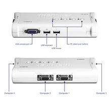 Load image into Gallery viewer, TRENDnet 4-Port USB KVM Switch Kit, VGA &amp; USB Connections, 2048 x 1536 Resolution, Cabling Included, Control up to 4 Computers, TK-407K
