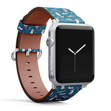 Load image into Gallery viewer, S-Type iWatch Leather Strap Printing Wristbands for Apple Watch 4/3/2/1 Sport Series (42mm) - Pattern with Christmas Dogs on Turquoise Background
