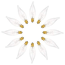 Load image into Gallery viewer, Holiday Joy - UL Listed Crystal Clear Bent Tip Candelabra Replacement Bulbs - Great for Electric Window Candle Lamps - 7W - 120 Volts - E12 - 12 Pack
