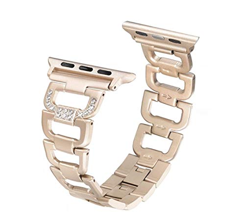 Mobile Advance Stainless Steel Bling Band Bracelet for Apple Watch Series 6/SE/5/4/3/2/1 (Gold, 42MM/44MM)