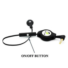 Load image into Gallery viewer, Retractable Headset MONO Hands-free Earphone w Mic Single Earbud Headphone Wired [3.5mm] [Black] for LG G7 ThinQ - LG Google Nexus 5X - LG K30 - LG Q6
