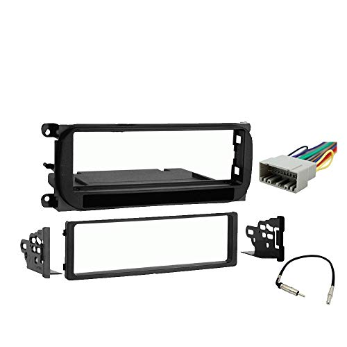Compatible with Jeep Wrangler 2003 2004 2005 2006 Single DIN Stereo Harness Radio Install Dash Kit Package