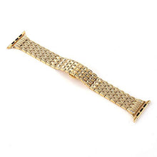Load image into Gallery viewer, HJINVIGOUR Bling Rhinestone Diamond Crystal Watch Bands Stainless Steel Band Replacement Straps Compatible Apple Watch Series 4 3 2 1 (Gold, 38mm 40mm)
