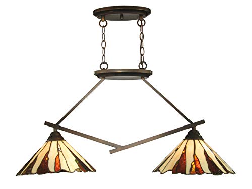 Dale Tiffany Th12435 Tiffany/Mica Two Light Island Fixture From Ripley Collection In Bronze/Dark Fin