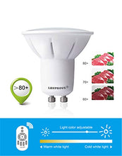 Load image into Gallery viewer, LAMPAOUS GU10 LED Bulbs Dimmable 5W Smart Light Bulb Via Remote Control,50W Halogen Lamp Equi,2700k to 6500k Daylight Color Adjustable,GU10 Base Night Light Wall Light Indoor Lighting,10 Bulbs Pack
