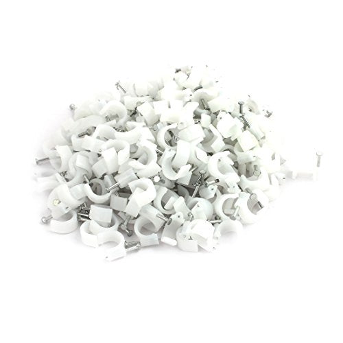 Aexit 500Pcs 10mm Cord Management Diameter Plastic Wall Insert Circle Cable Mount Nail Cable Straps Clips White