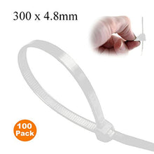 Load image into Gallery viewer, 100 x Natural Releasable Cable Ties 300mm x 4.8mm Reusable Wire Tidy Zip Straps
