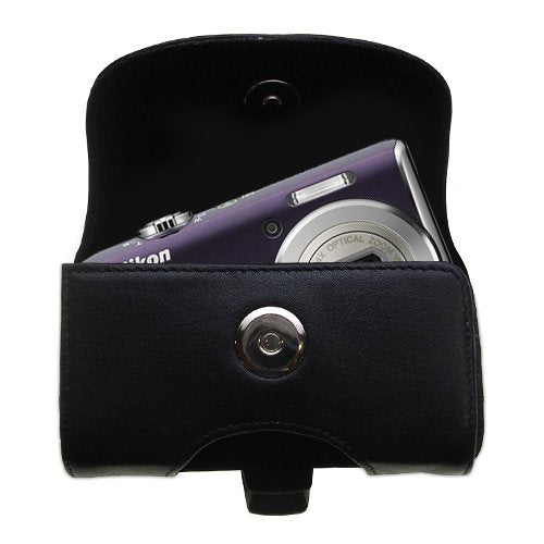 Gomadic Brand Horizontal Black Leather Carrying Case for the Nikon Coolpix S620 with Integrated Belt Loop and Optional Belt Clip