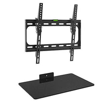 Load image into Gallery viewer, Mount Plus T400-DV Ultra Low Profile Tilt Wall Mount for 26&quot; to 55&quot; Screen TV with Floating Entertainment Shelf for Cable Box, DVR, Game Console | Two Stud Installation | VESA 75x75mm to 400x400mm
