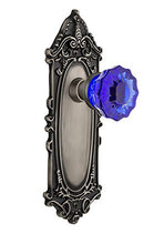 Load image into Gallery viewer, Nostalgic Warehouse 722664 Victorian Plate Single Dummy Crystal Cobalt Glass Door Knob in Antique Pewter
