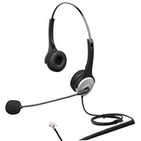 4Call K502CM Dual Ear Call Center Telephone RJ Headset with Noise Canceling Microphone for Plantronics M10 M22 Vista Adapter and AT&T CallMaster V VI & Cisco Unified Office IP Phones 7931G 7975