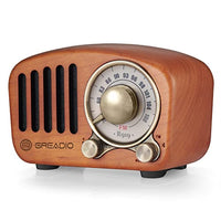 Vintage Radio Retro Bluetooth Speaker- Greadio Cherry Wooden FM Radio with Old Fashioned Classic Style, Strong Bass Enhancement, Loud Volume, Bluetooth 5.0 Wireless Connection, TF Card & MP3 Player