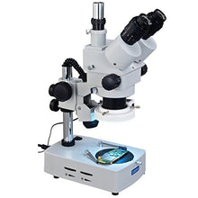 Load image into Gallery viewer, OMAX 3.5X-90X Trinocular Table Stand Stereo Microscope with Dual Illumination System and Additional 54 LED Ring Light
