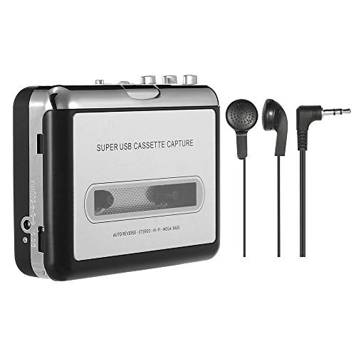 USB Cassette to MP3 Converter Capture FlatFin Audio Super USB Portable Cassette Tape to PC MP3 Switcher Converter with Headphone