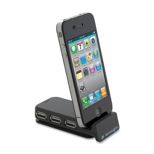 Kensington 33952, PocketHub Cellular Phone Cradle, 3-Port, USB/Sync, Gray