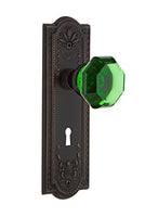 Nostalgic Warehouse 723872 Meadows Plate with Keyhole Double Dummy Waldorf Emerald Door Knob in Timeless Bronze