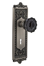 Load image into Gallery viewer, Nostalgic Warehouse 726811 Egg &amp; Dart Plate with Keyhole Passage Crystal Black Glass Door Knob in Antique Pewter, 2.75
