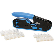 Load image into Gallery viewer, 1 - Data/Voice RJ45/RJ11 Crimp Tool Kit, Multifunction telephone/network tool kit, cuts, strips &amp; crimps CAT3/5-E/6 cables &amp; modular plug connectors, Produces reliable &amp; repeatable terminations, Compa
