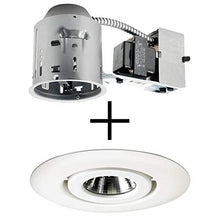 Load image into Gallery viewer, Juno Lighting TC44R &amp; 440-WH Combo 4-Inch Low-Voltage TC rated Remodel Recessed Housing with Flush Gimbal Ring Trim, White
