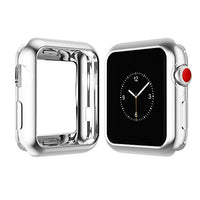 Flexible Electroplate TPU Full Protector Case Cover for Apple Watch Series 3 2 1 (Silver, 38mm)