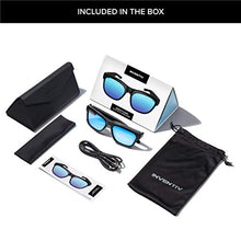 Load image into Gallery viewer, Inventiv Wireless Bluetooth Audio Sunglasses, Open Ear Headphones Music &amp; Hands-Free Calling, for Men &amp; Women, Polarized Glasses Lenses (Black Frame/Blue Tint)
