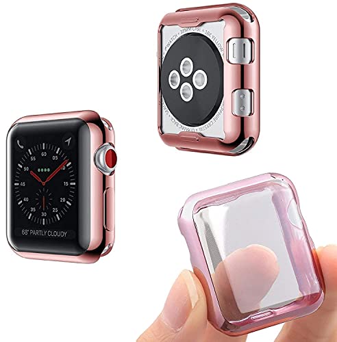 Josi Minea iWatch 4 [40mm] Protective Snap-On Case with Built-in Screen Protector - Anti-Scratch & Shockproof Ultra Thin Cover HD Clear Shield compatible with Apple Watch Series 4 [ 40mm - Rose Gold ]
