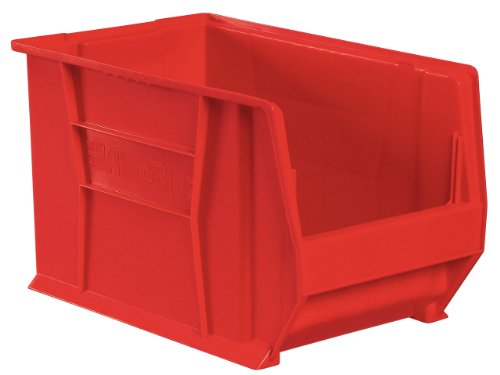 Akro-Mils 30282 Super-Size AkroBin Heavy Duty Stackable Storage Bin Plastic Container, (20-Inch L x 12-Inch W x 12-Inch H), Red, (2-Pack)