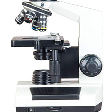 Load image into Gallery viewer, OMAX 40X-2000X Digital Binocular Biological Compound Microscope with Built-in 3.0MP USB Camera and Double Layer Mechanical Stage and 100 Sheets Microscope Lens Cleaning Paper
