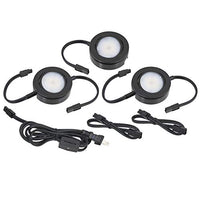 American Lighting MVP-3-BK Dimmable LED MVP 3-Puck Light Kit with Roll Switch and 6' Power Cord, 2700K Warm White, 4.3W, Black