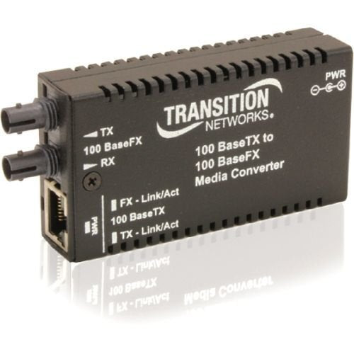 Transition Networks StandAlone Mini Fast Ethernet Fiber Media Converter 100MB LAN (M/E-TX-FX-01-NA)