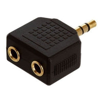 yan 1 Male to 2 Female Gold Plated 3.5mm Y Audio Splitter Headphone Adapter Black